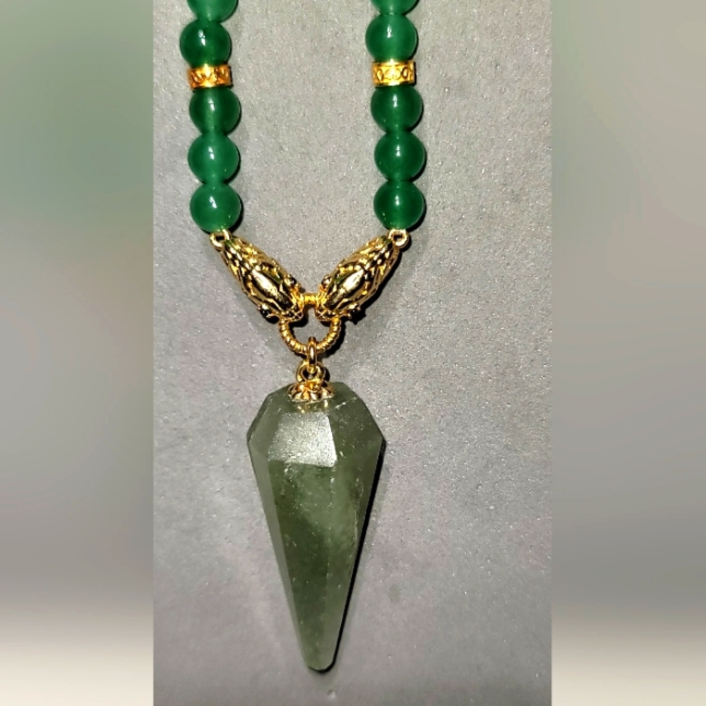 Karis Green Aventurine Paper Clip Chain Snake Necklace